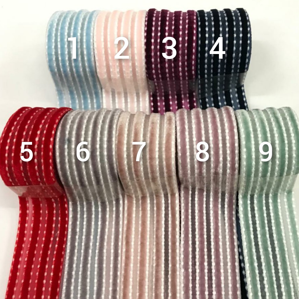 1 YARD - 2.5 CM PITA VELVET MOTIF GARIS | PITA BELUDRU