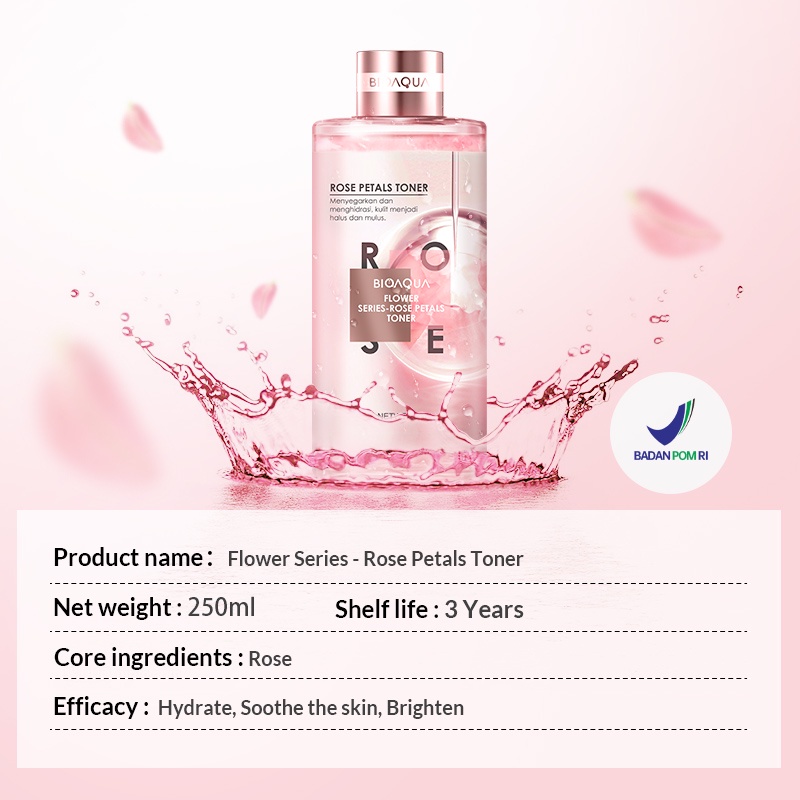 READY BIOAQUA Flower Series Rose Petals Toner 250ml / toner mawar