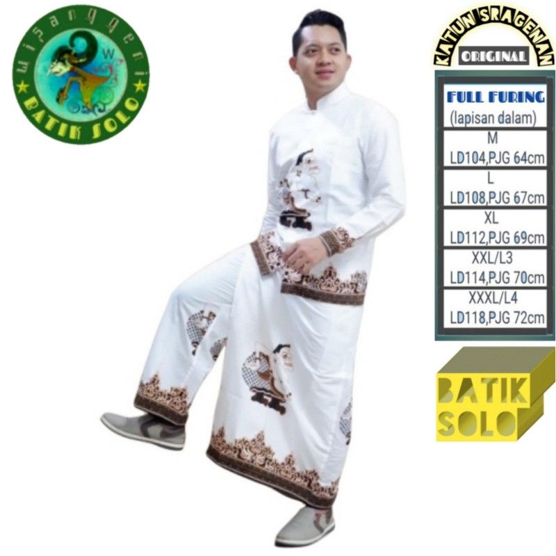 Setelan Baju Kemeja Pria Batik Lengan Panjang Pendek Sarung Celana Kemeja Casual Formal Baju Cowok H