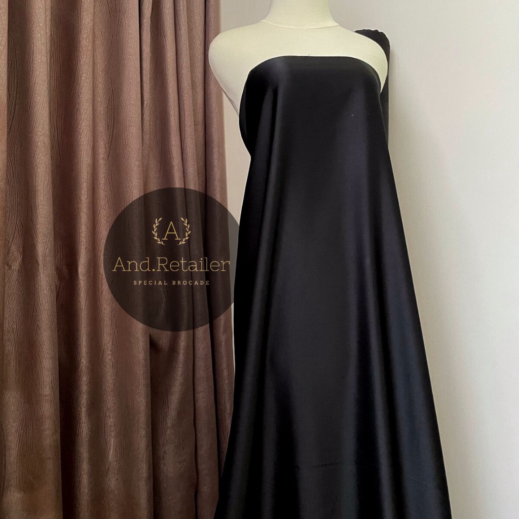 Kain satin Maxmara Pure Silk Original warna Hitam Black