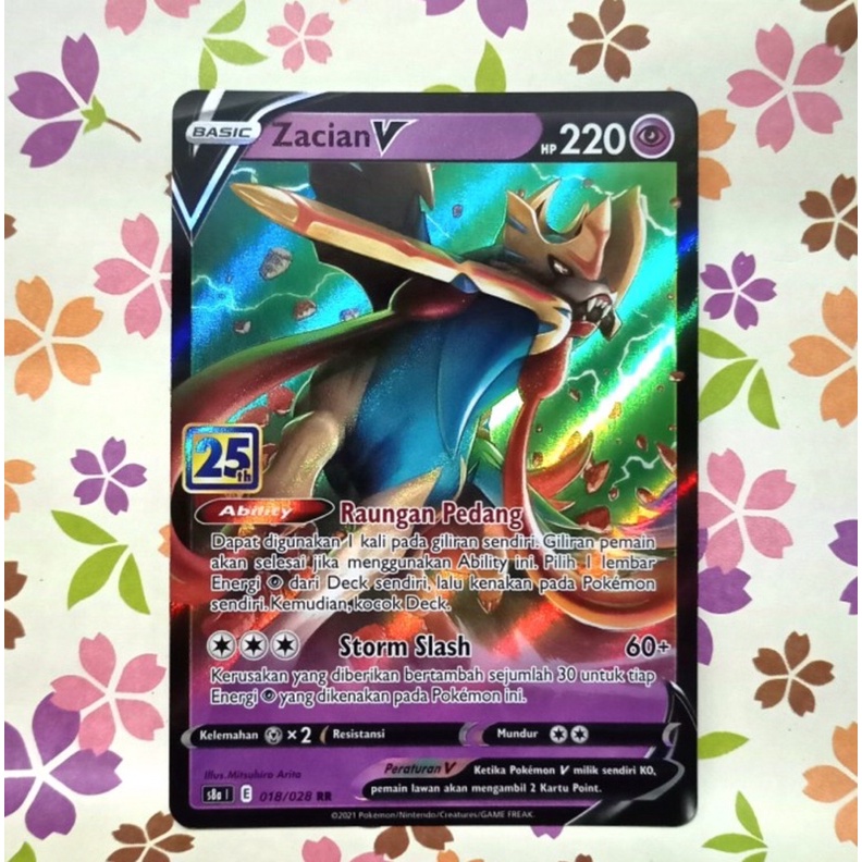 Zacian V RR s8a - 018/028 25th ANNIVERSERY Pokemon Indonesia TCG