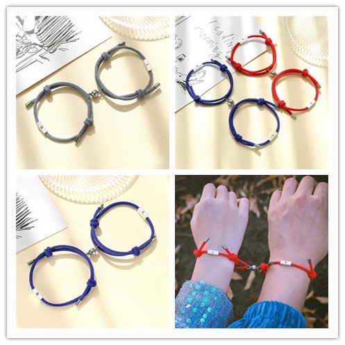 2pcs Gelang Keberuntungan Adjustable Dengan Liontin Matahari Bulan Magnetik Gaya retro Untuk Pria Dan Wanita