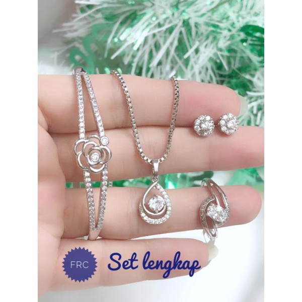 [Xuping] Paket perhiasan wanita set xuping gelang mawar silver gelang bangle xuping 080721