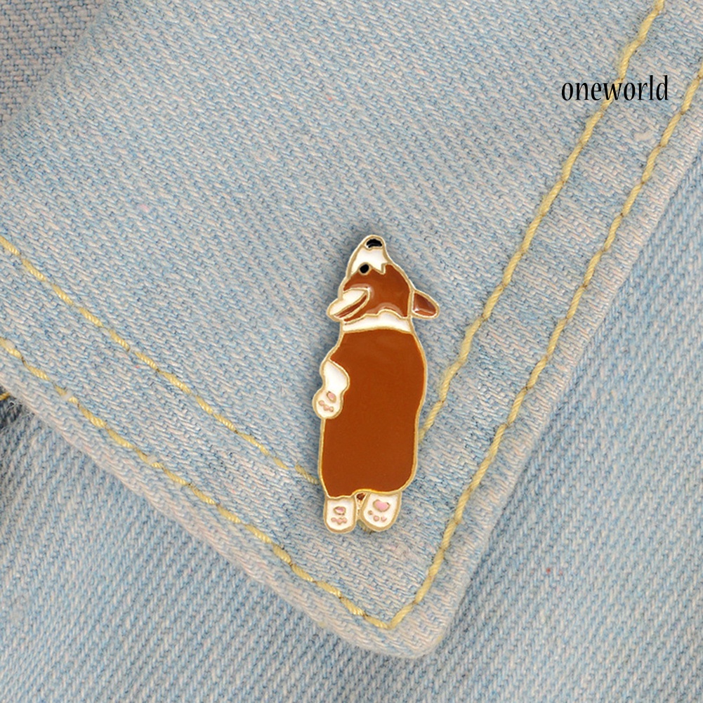 OW@ Cute Corgi Dog Enamel Brooch Pin Unisex Denim Jacket Collar Sweater Scarf Badge