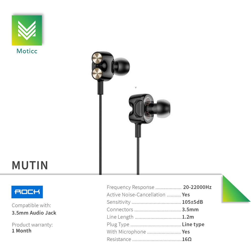 [ROCK Zircon V2] ROCK Mutin Dual Unit Drivers Stereo Earphone HiFi