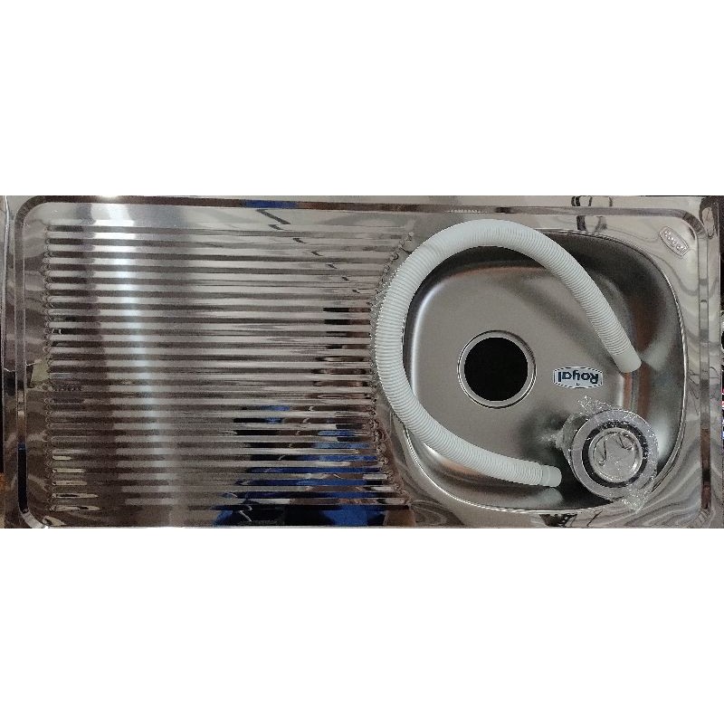 Tempat Cuci Piring Kitchen Sink Royal Original Stainless Steel Meja Panjang Sayap Besar Lux