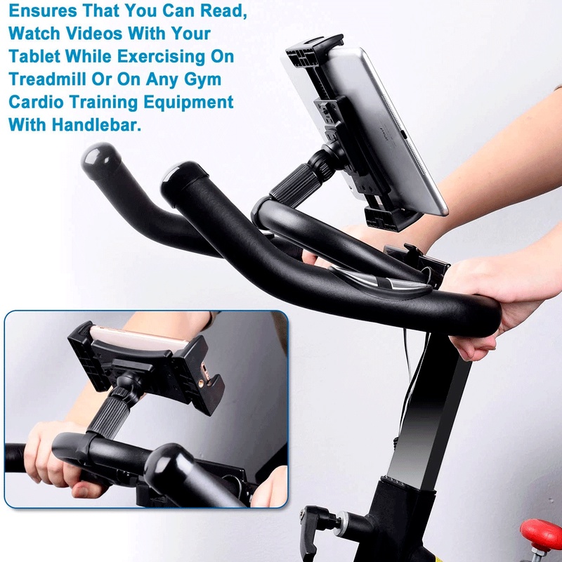 Universal Car Tablet Holder Indoor Gym Treadmill Latihan Sepeda Handlebar Mount Stand untuk iPad Pro 12.9 Xiaomi Samsung Tablet PC