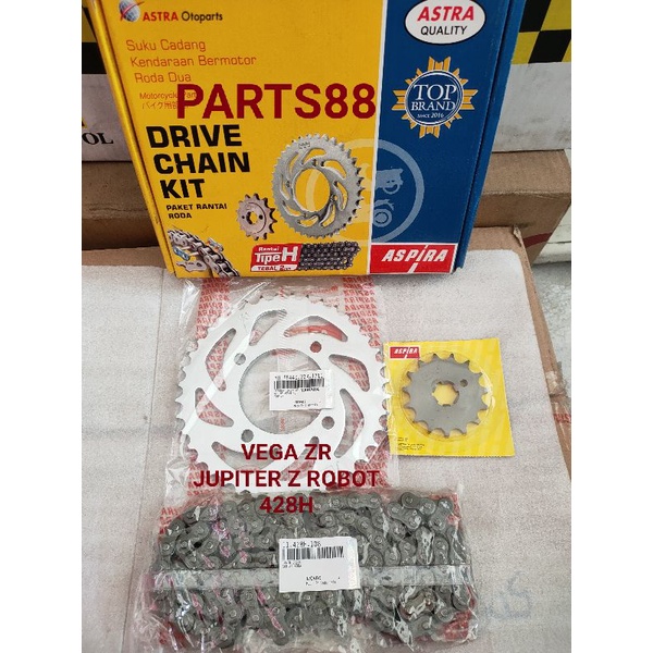 paket gear gigi tarek tarik depan belakang rante 428H komplit yamaha vega zr jupiter z robot jupiter