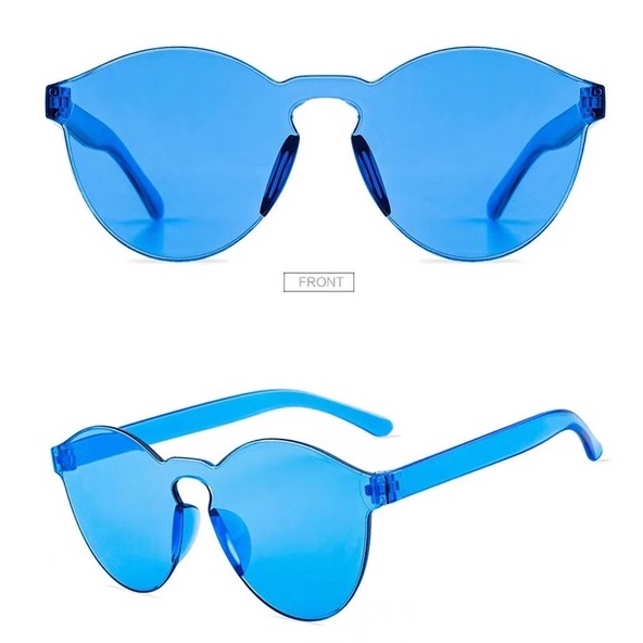 DIKIRIM DARI JAKARTA - Harga murah Kacamata Transparan Port Frameless Tren Pasangan kacamata Simple Kacamata Fashion-13 C7 biru