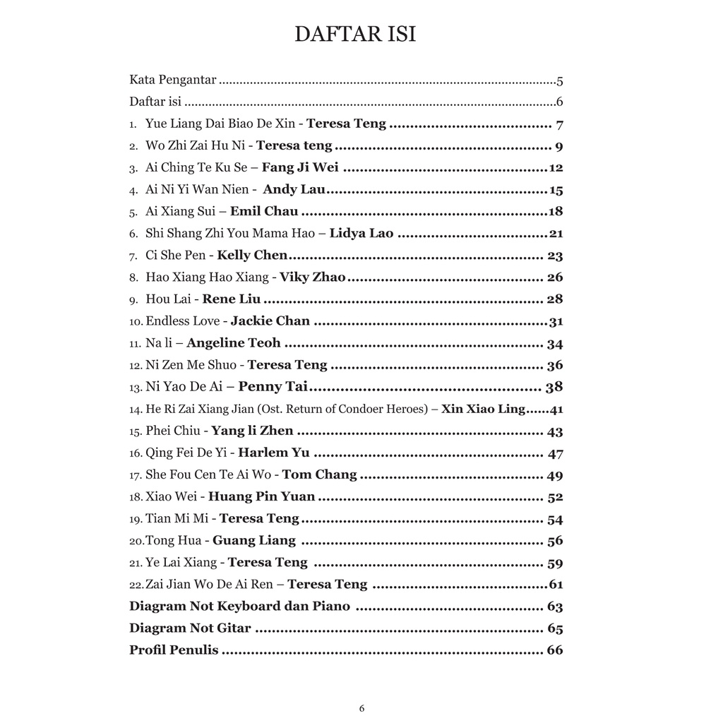 Yanita Buku Musik Kompilasi Lagu Mandarin Sepanjang Masa