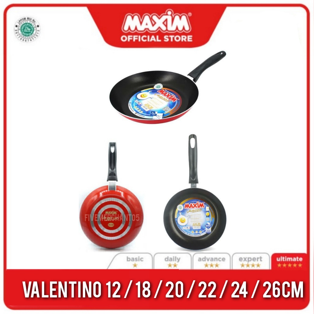 Frypan Maxim Valentino 26 24 22 20 18 12 Teflon Goreng Anti Lengket Fry Pan Maxim Valentino Teflon Maxim