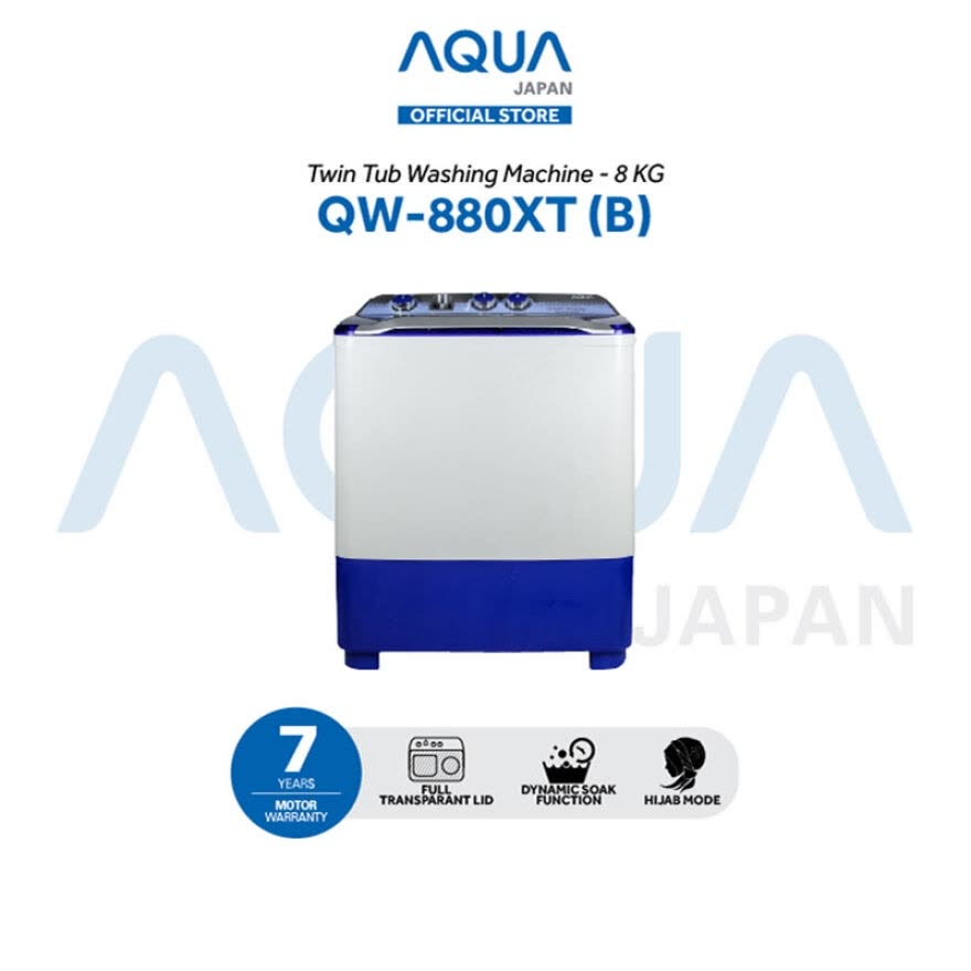 AQUA Mesin Cuci Twin Tub QW-880XT/881XT/850XT/851XT Mesin Cuci Aqua 8 Kg