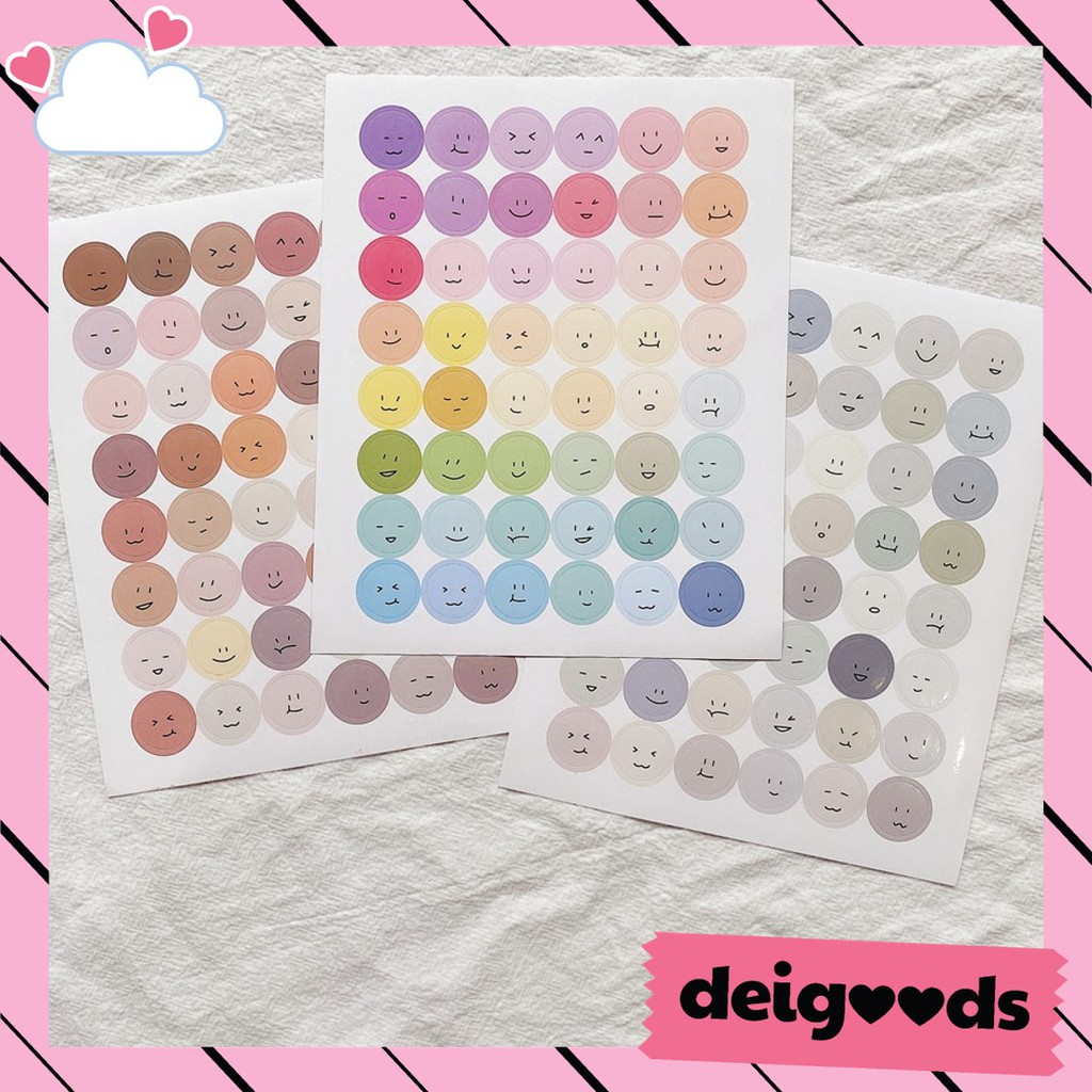 

DEIGOODS❤ Sticker Dot / bulat / Smiley Face / Stiker Bulat Diary Smile Notebook Journal Scrapbook