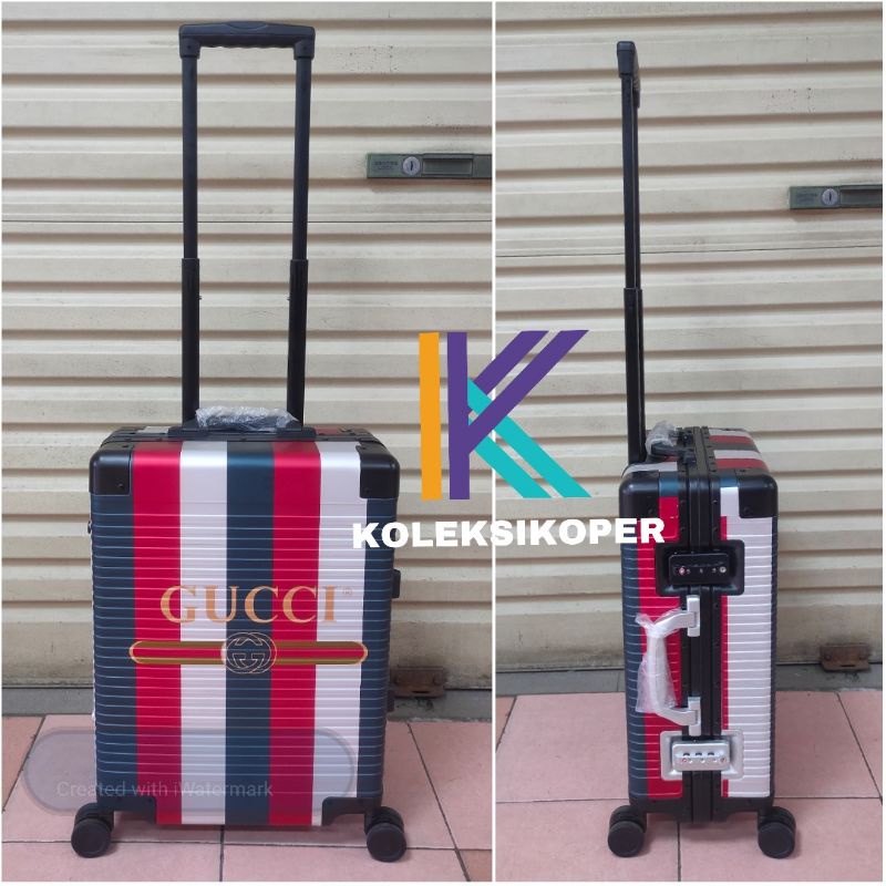 Koper GUCC Frame Alumunium TSA Lock ukuran Kabin 20 inch