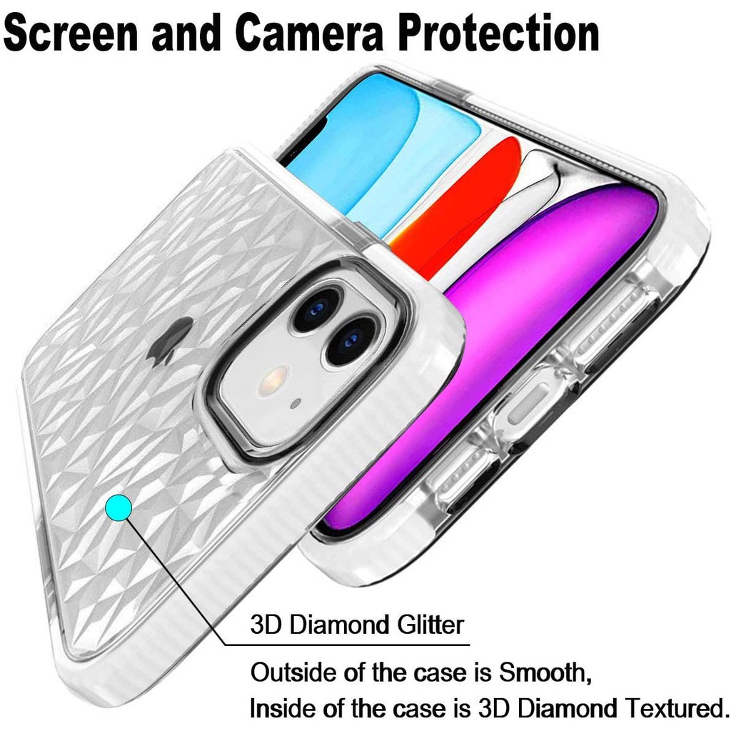 Casing Tpu Iphone 11 12 13 Pro Max X Xr 6 7 8 Plus Shockproof Motif Berlian 3d
