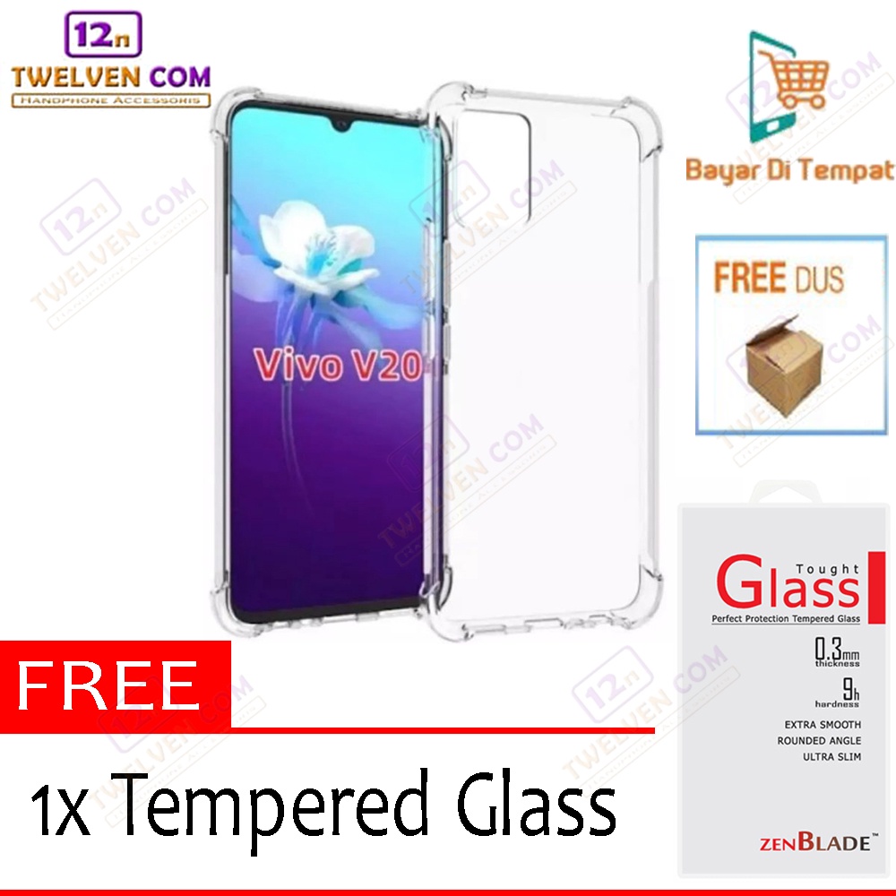 [FLASH SALE] Case Anti Crack Anti Shock Softcase Vivo V20 - Free Tempered Glass