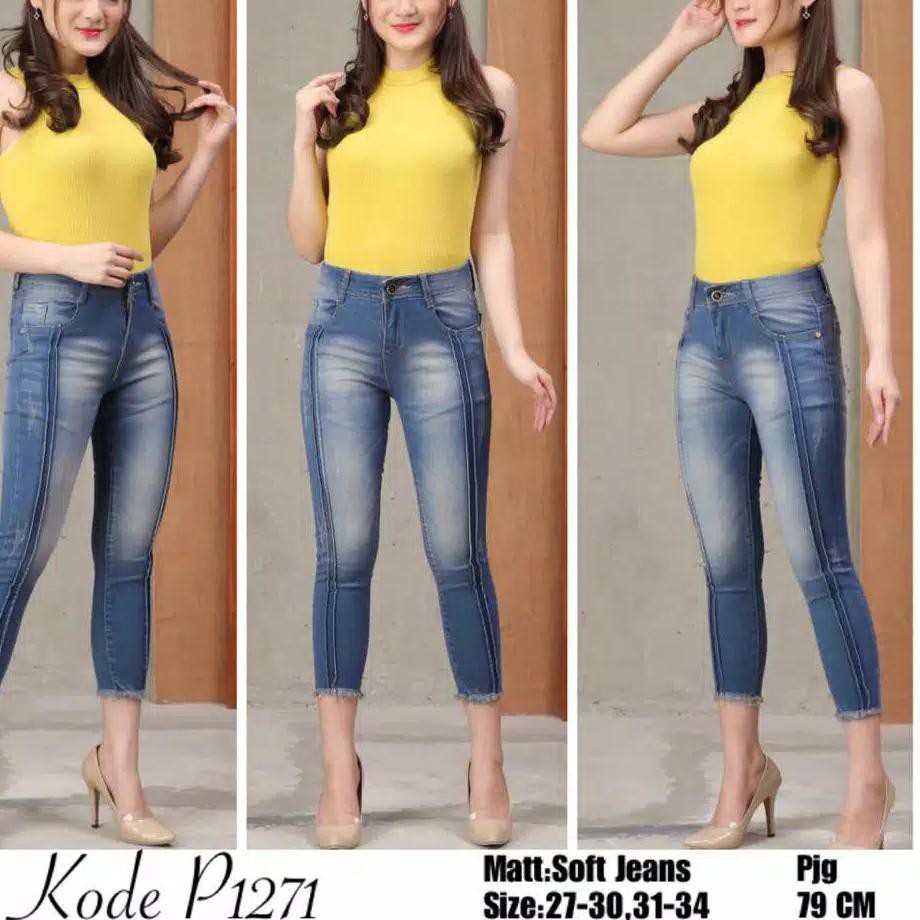 Beesst Produck CELANA JEANS WANITA 7/9 TWO LINE 3 WARNA