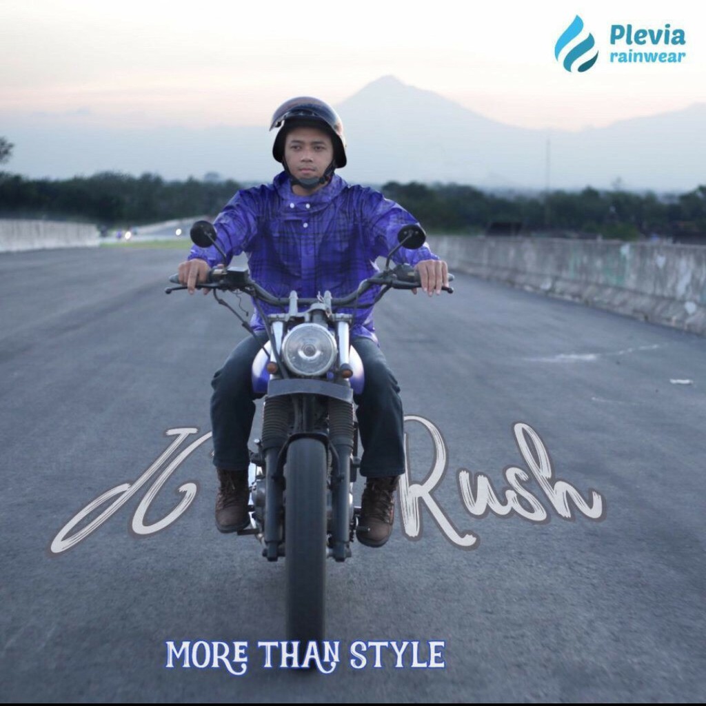 Jas Hujan Stelan Jaket Celana PLEVIA RUSH 811 Motif Kotak Kotak