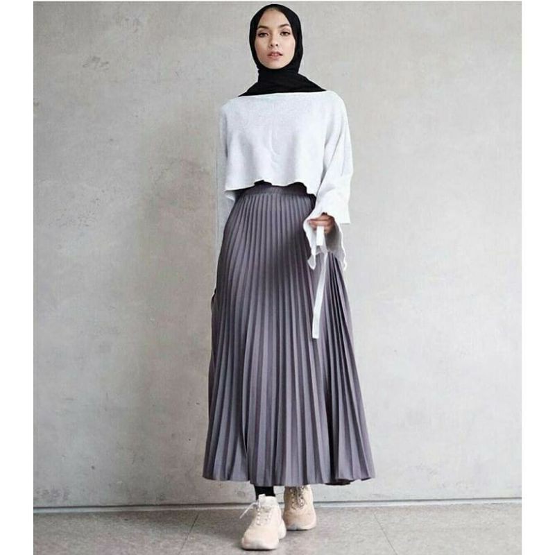 Rok Plisket Klok Termurah bisa JUMBO Best Seller Terlaris/ Plisket Lipatan Besar / Pleated Skirt