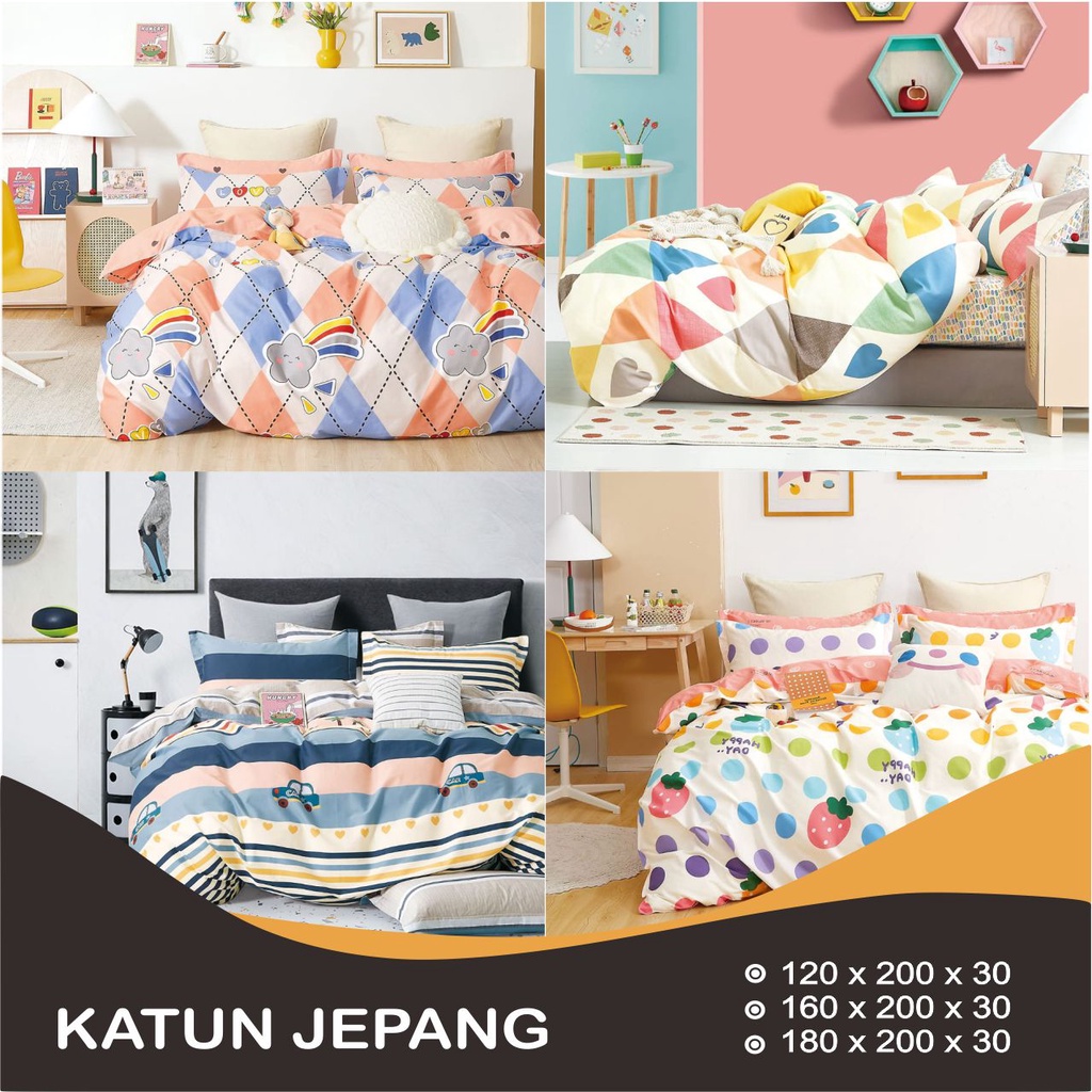 Bedcover Set Sandy Collection Emerald Katun Jepang Sprei Tinggi 30 atau Sprei Tinggi 40cm