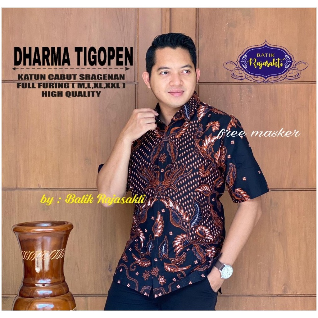 DISKON BESAR DHARMARENDRA TIGO KEMEJA BATIK SOLO PRIA LENGAN PENDEK LAPIS FURING ATASAN PREMIUM MODE