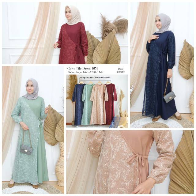[REALPICT] GEWA TILE DRESS PREMIUM / DRESS MEWAH / GROSIR TANAH ABANG / GAMIS