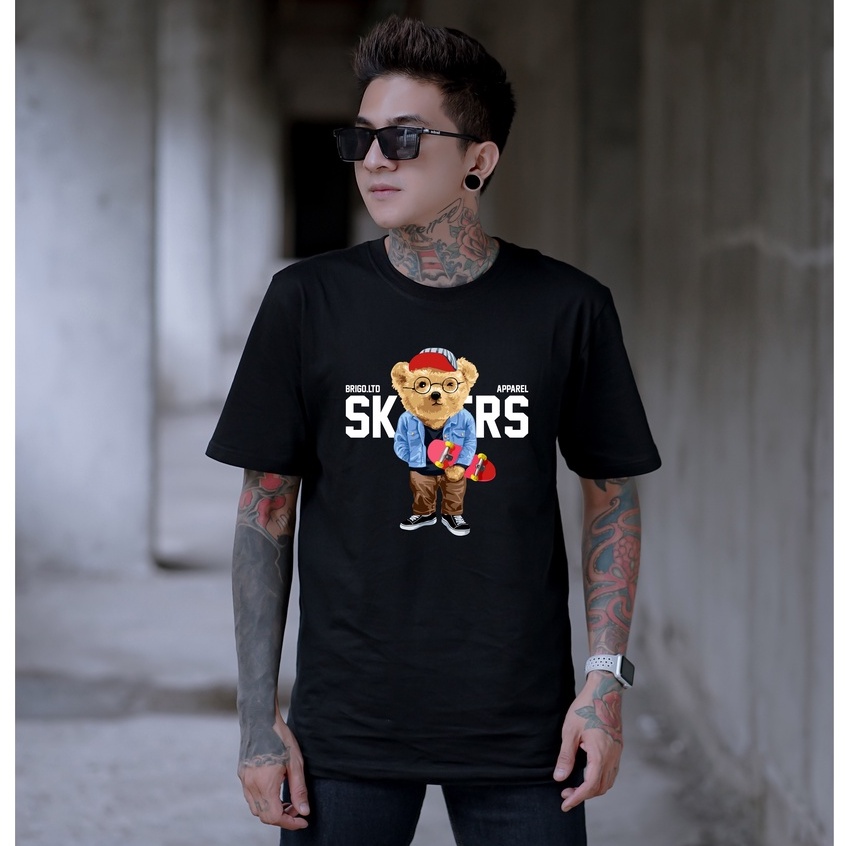 BRIGO Kaos Lengan Pendek Bear Skaters Apparel II Kaos Distro BRIGO Beruang Skaters Apparel II Kaos Katun Combed M-XL ( Pria &amp; Wanita )