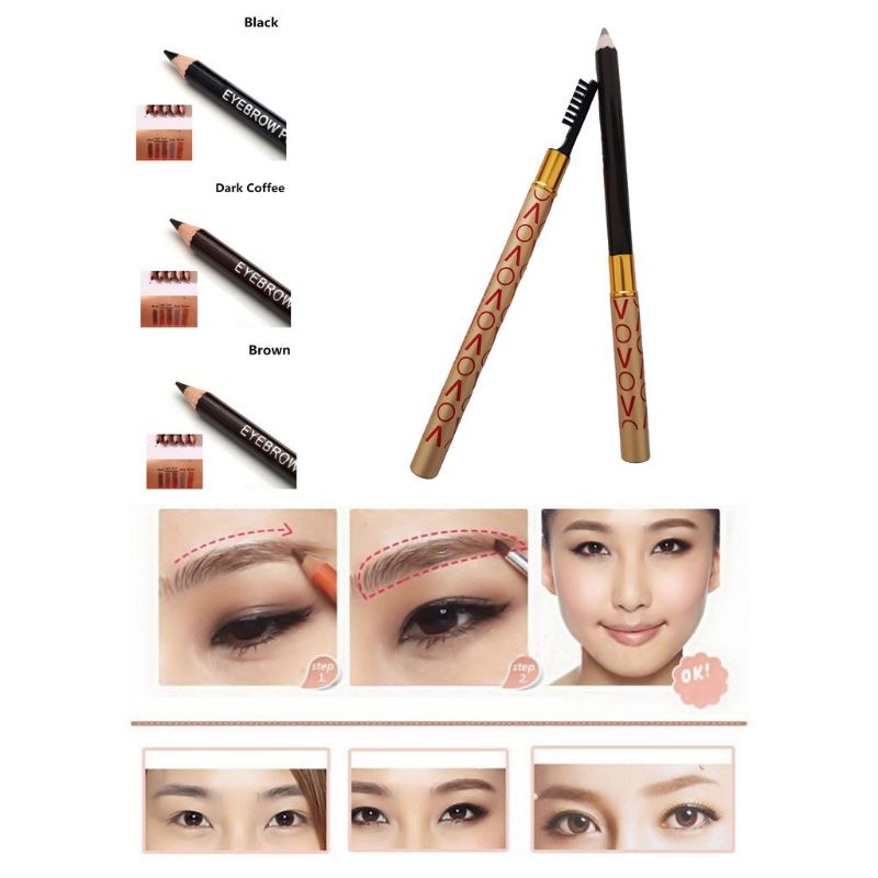 FerenHongXia Pensil Alis Tahan Lama Kualitas Tinggi dengan Brush Eye Brow Pencil with Brush