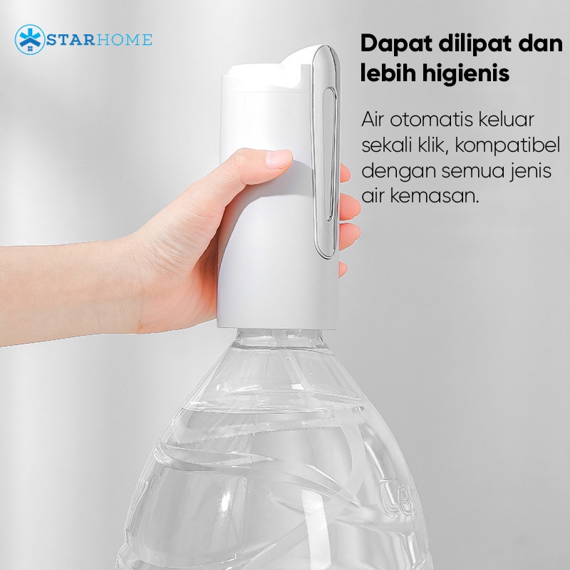 Pompa Galon Elektrik 600ml StarHome Dispenser Galon Air Minum Pompa Air Galon Rechargeable Pompa Air Minum Dispenser Galon Lipat Portable