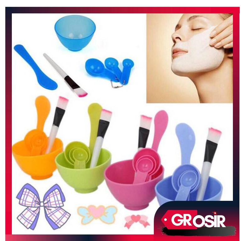 Grosir - K145 Mangkok Masker Set 4 in 1 / Kuas Alat Make Up / Mask Bowl / Mask Tool