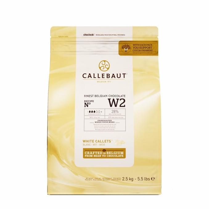 

ORIGINAL Callebaut White Milk Chocolate Couvertur Callet W2 28% 2,5 Kg ---NEW---
