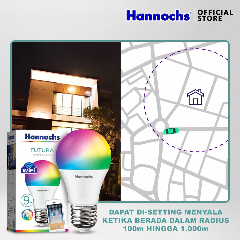 Lampu Smart LED Hannochs Futura 9 watt RGB - Lampu Wifi Warna