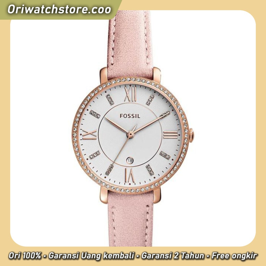 TERLARIS JAM TANGAN FOSSIL ES4303 Jacqueline White Dial Pink Leather Strap Size 36mm