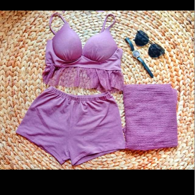 Preloved bikini set 85k (celana,bra tali,kain pantai) good condition