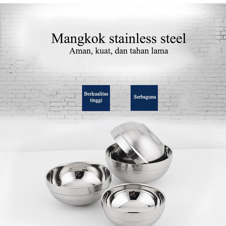 stainless steel double wall bowl anti panas mangkok korea