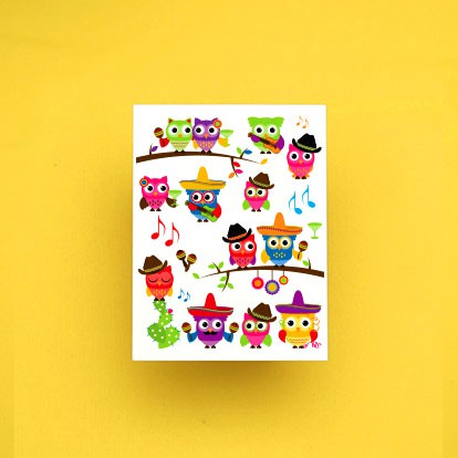 

POTATOO SET MEXICO OWLS Temporaey Tatto Sticker