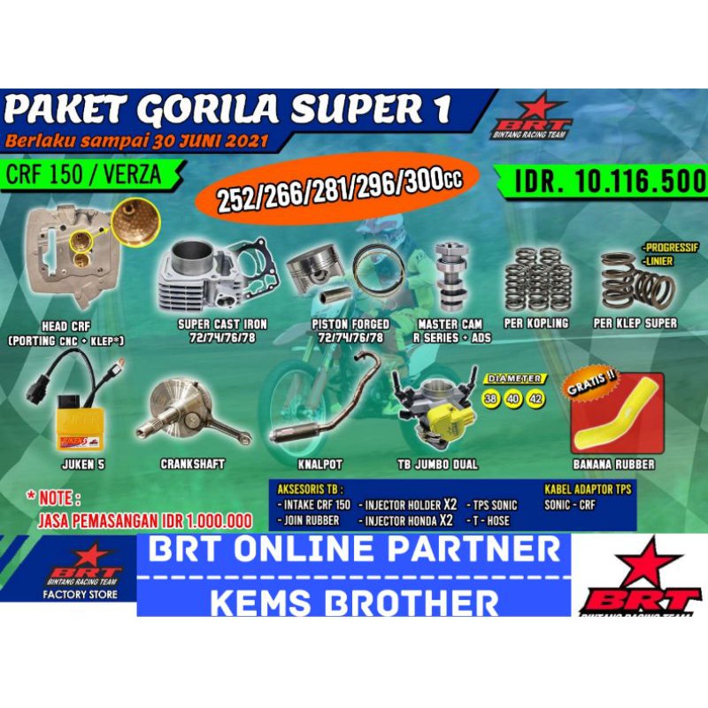 PAKET BRT CRF GORILA SUPER 1 KOMPLIT