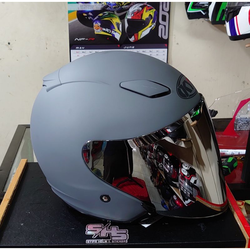 Helm kyt dj maxi polos doble visor