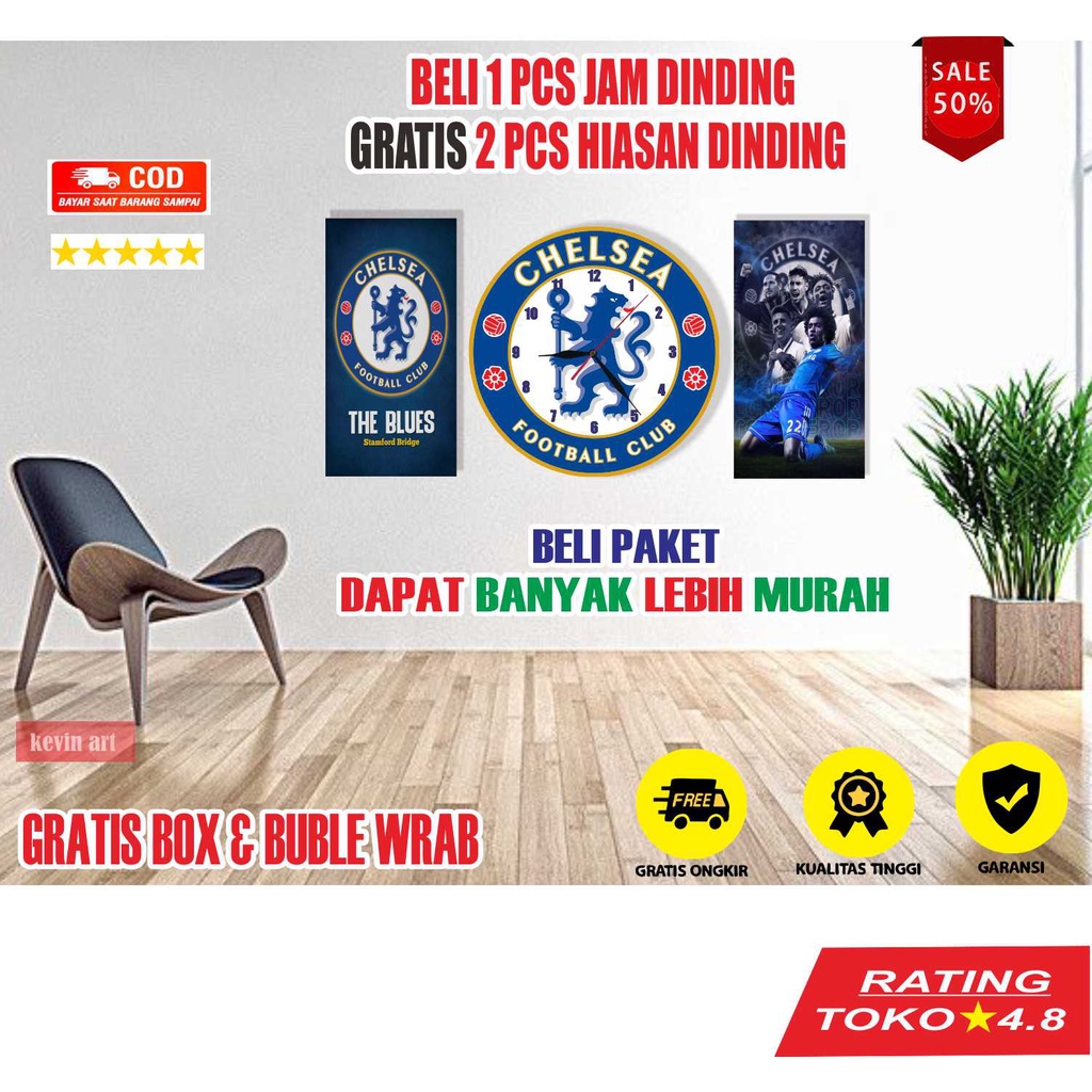 JAM DINDING MINIMALIS LOGO CHELSEA KLUB BOLA INTERNASIONAL UNIK KEREN DAN MEWAH AESTHETIC HOBI KOLEKSI PAJANGAN DINDING DEKORASI RUANG TAMU KALIGRAFI BESAR ARTISTIK KAYU CUSTOM TEMPEL TEMBOK TERLARIS DISKON BISA BAYAR DITEMPAT POSTER DINDING PERNAK PERNIK