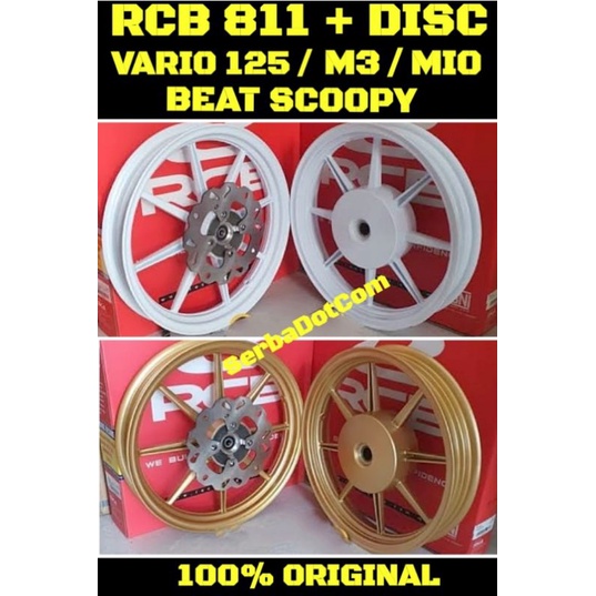 VELG RCB RACING BOY 811 + DISC ORIGINAL BEAT SCOOPY VARIO 125 VARIO 150 MIO SPORTY M3 FINO P8 GOLD W