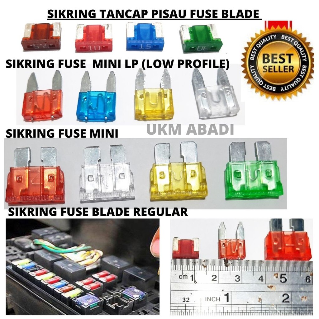 Sikring Mobil Tancap Pisau Buntung Fuse Blade DX Micro Mini LP Reg 2pcs 114123