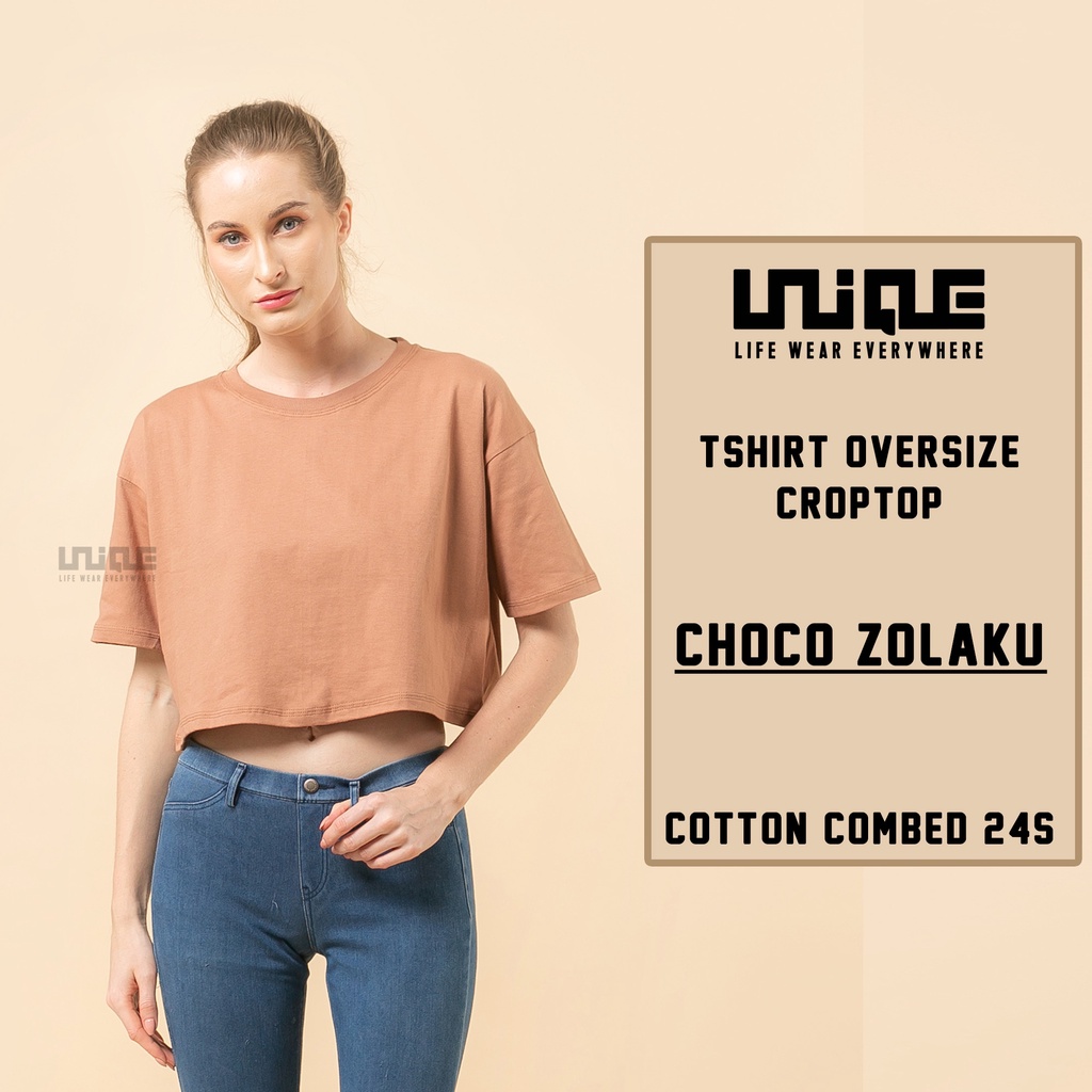 UNIQUE - (CropTop Series) Kaos Oversize Croptop Choco Zolaku