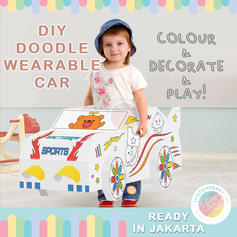 JKT Doodle Wearable Car Kid Home DIY Coloring Pretend Toy Mainan Mewarnai Mobil Kado Ultah Anak
