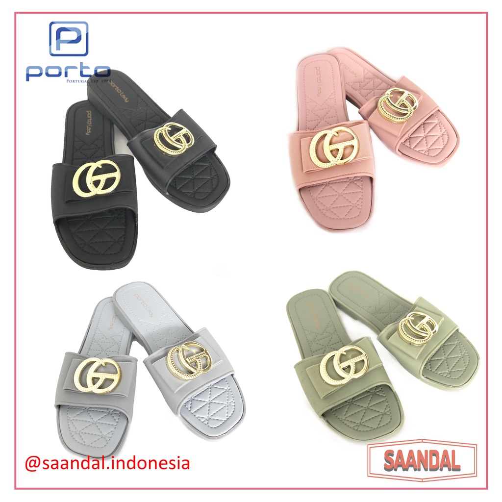 Sepatu Heels Flats Porto Lady Logo G ANT Model Korea Jelly Export Quality (BISA SATUAN)