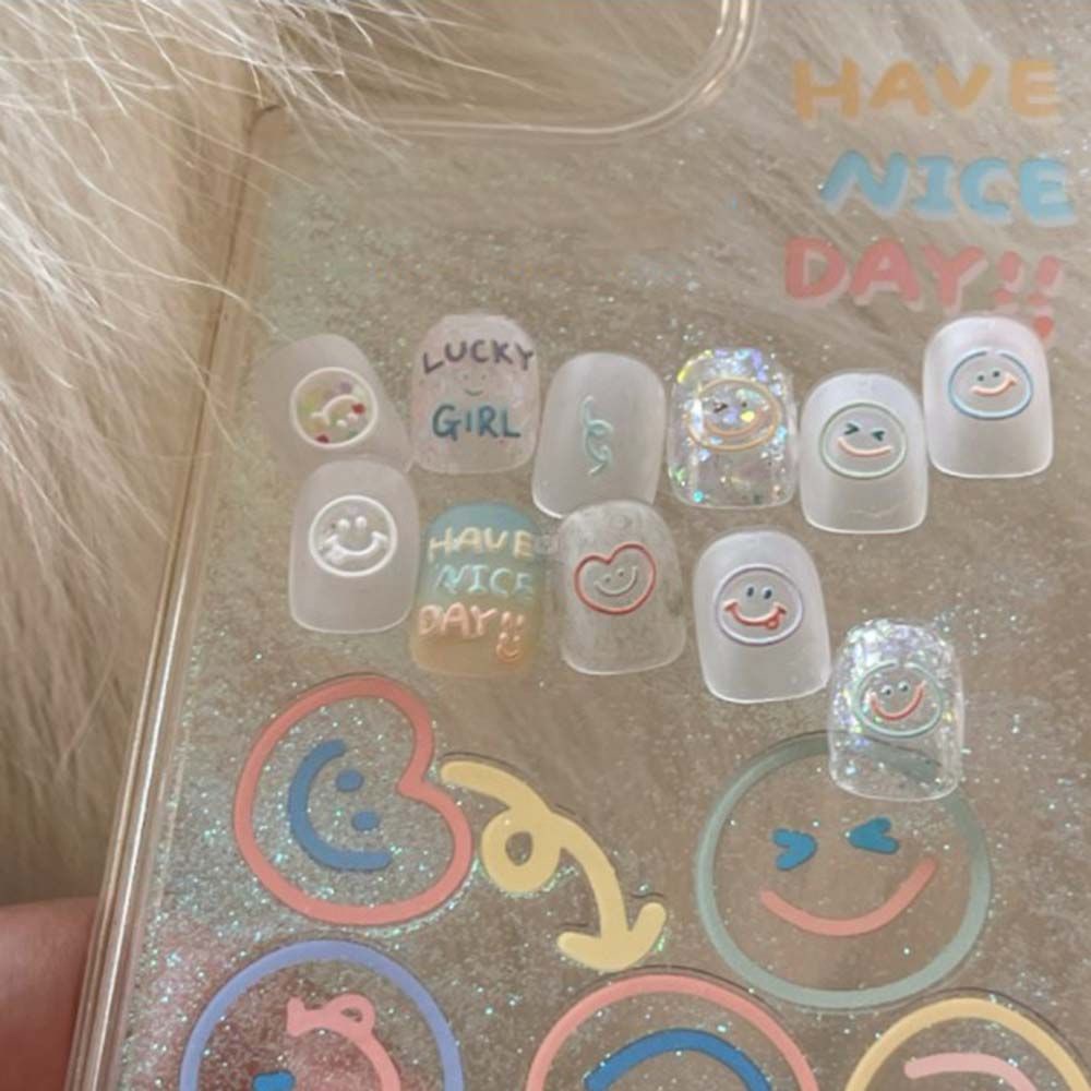 MXBEAUTY Colorful Nail Art Decoration Smiley Face Manicure Accessories 5D Engraved Nail Sticker Cute Love Slider Decal Cartoon Adhesive DIY Nail Art Desgin