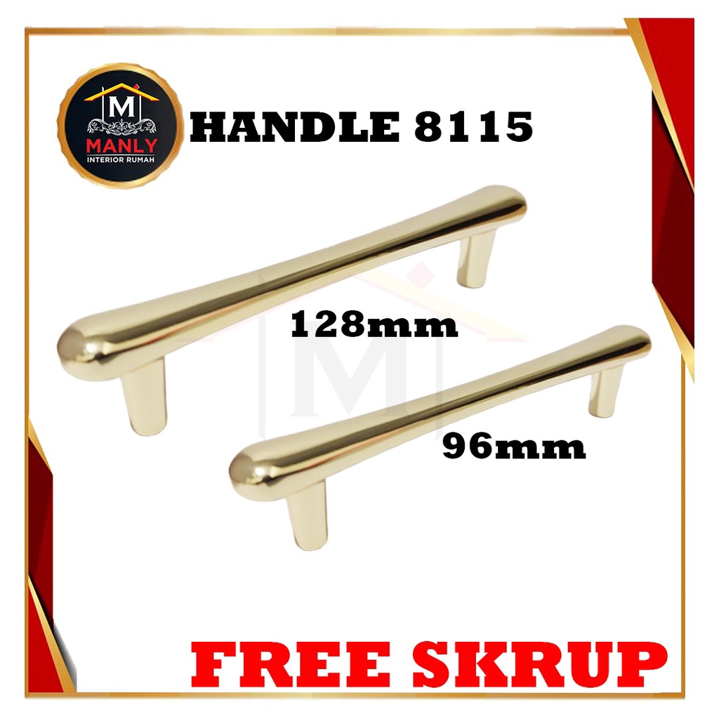 Handle Gold Hitam Handle Emas Hitam Tarikan Laci Minimalis Gagang Pintu Lemari 8103 96 mm &amp; 128 MM.