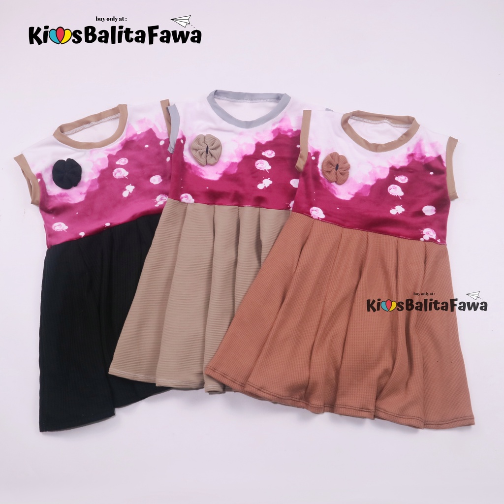 Dress Bilqis uk 4-5 Tahun / Dres Yukensi Murah Grosir Baju Anak Perempuan Harian Gaun Pesta Import