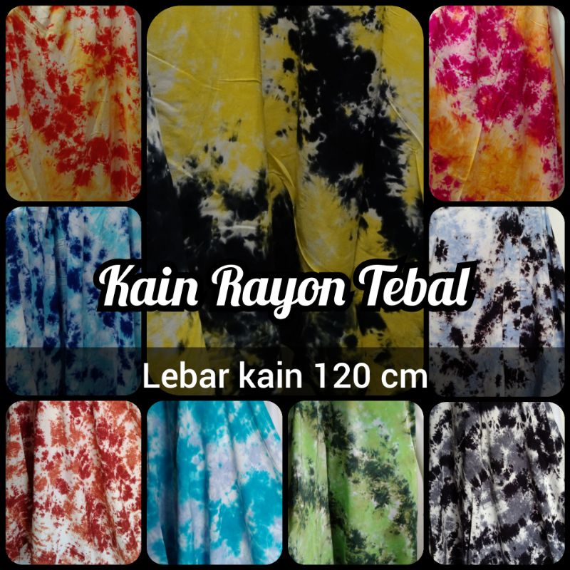 [ Sisa Potongan ] Kain Rayon/Santung Tebal Motif Tie Dye Handmade (Harga Satuan/Potongan)