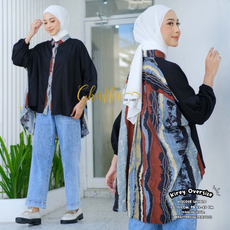 KIREY OVERSIZE BY GHAFFA THE LABEL / BLOUSE MOTIF WANITA MUSLIMAH / Ld jumbo