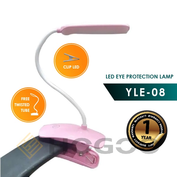 LAMPU MEJA BELAJAR JEPIT LAMPU BACA LED RECHARGEABLE BERGARANSI 1 TAHUN - YOUNGPRO YLE-08